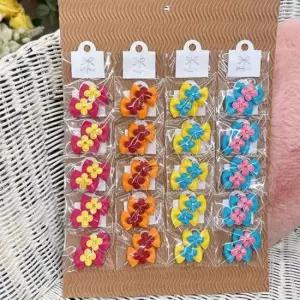 [반려] 강아지 클로버 리본 고무줄 2P 20개 세트 애견 머리끈