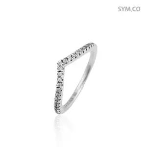 판도라 196316CZ 쉬머링 위시본 레이어드 여자 실버 반지 d