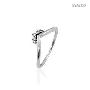 판도라 198282CZ 티아라 위시본 여자 실버 반지 d