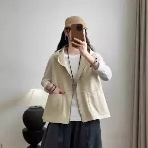 여사친 봄 후드 샤카면 상의 조끼 나시 집업 트윌 솔리드 원픽1