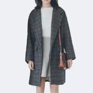 [옷자락]여성 루즈핏 체크 모직 패턴 가을 겨울 일상 숏자켓