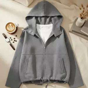 [옷자락]여성 비스코스 혼방 루즈 후드 집업