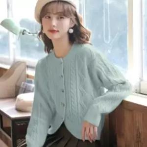 [옷자락]여성 따뜻한 봄가을 루즈핏 꽈배기 버튼 니트 카디건