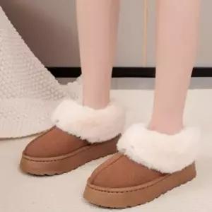 [옷자락]여성 일상용 편안한 캐주얼 통굽 털 슬리퍼 신발