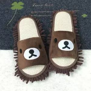 편리한 HSB735S4 극세사 곰돌이 청소슬리퍼