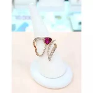 [하프클럽/ 주얼리]쥬얼리 세이브존05 다이아컷 루비 패션 오픈반지3 RDA230400