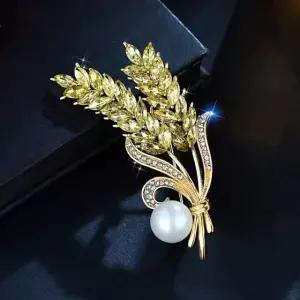 보리 브로치 옷핀 지르코니아