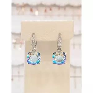 [하프클럽/] 세이브존03  선물 사각커팅 원터치 오스트리아 스톤 링 귀걸이 L