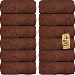 프리미엄 워시 천 팩 12개(13인치 x 13인치) 100 링 스펀 코튼 럭셔리 울트라 소프트 페이스 타월 흡수력이