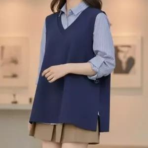 [나야홍]빅사이즈 603 심플브이넥버튼조끼 DSMX398_P419339345