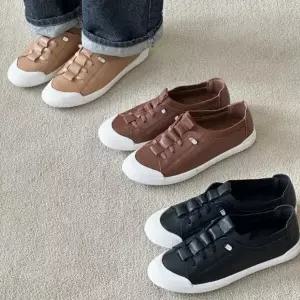 여자 로우탑 평평한 끈 골져스 인조가죽 클래식 캐쥬얼 봄가을 단화