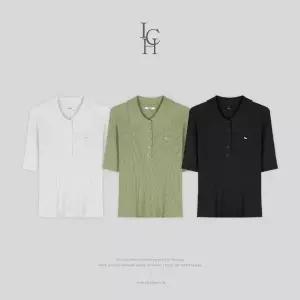 핫핑 [출근룩/군살정리템][ICH] 파비엔_반팔ver 골지 팬던트 반팔니트티