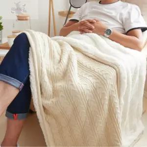 부드러운 플란넬 극세사 담요 작은 양털 니트 대형 소 소파 중 두꺼운 기모