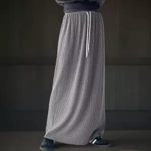 [신상오픈런]여성 골지 니트 롱스커트 스판 A라인 뒷트임 맥시 스커트 (41315876)