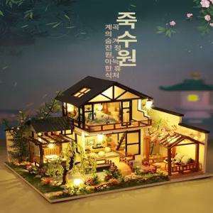 레트로 DIY 소형 목재 집 모형 조립 키트 생일 선물