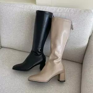 여자 두꺼운굽 데일리 롱부츠 미들힐