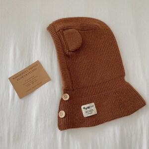 조이멀티 아동용 투버튼 베어 니트 바라클라바