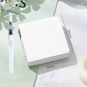 해외 QI40TW25 여행 그림 일기장 미니 휴대용 팔레트 수채화 스케치 노트+수채펜 세트