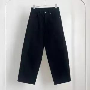 [다잇템]여성 넓은 FW 세미배기 코튼 보온 검정 청바지 (46164552)