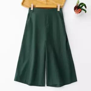 바지 여자 봄 여름 캐주얼 솔리드 와이드 7부 원픽1