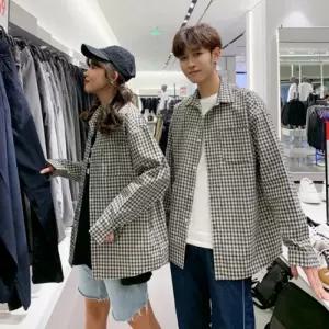 여성 간절기 남녀공용 핏예쁜 체크 루즈핏 셔츠 WDMS-WBL-TS11959899