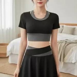 [옷자락]여성 봄여름 반팔 요가 필라테스 스커트 레깅스