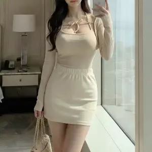 [신세계라이브쇼핑][옷자락] 여자 데이트룩 여리여리 홀터넥 나시 가디건 세트