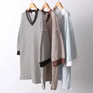 빅사이즈티 I517L603 배색브이단가라7부티 OL