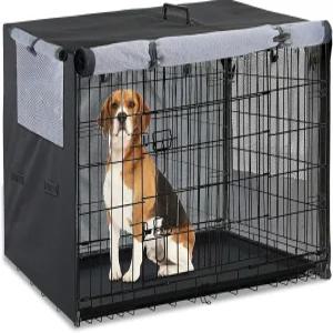 반려견 상자 커버 36인치 내장 결빙 방지 펠트 및 소형견 겨울 야외 금속 와이어 - 전용 커버(블랙)