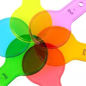 어린이 과학놀이 흥미유발 칼라 믹싱부채 색인지 무지개 겹쳐보기