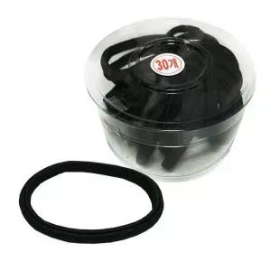 [(주)대통유통]매듭없는 납작주름 검정고무줄 30P 코사지 헤어밴드 (30490736A)