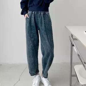 [다잇템]여자 와이드벌룬 배기팬츠 FW 고무줄 청바지 (18985287A)