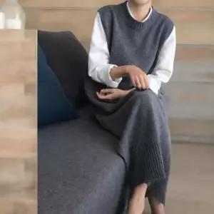 [신상오픈런]여성용 심플 울혼합 레이어드 민소매 니트 롱드레스 (41992486)