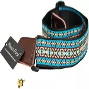 MUSIC FIRST 컨트리 스타일의 부드러운 메시벨트와 천연 가죽 우쿨렐레 스트랩 숄더 버전 2.0