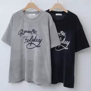 빅사이즈티 V958L601 벨벳홀리데이티셔츠 WB (44879745A)