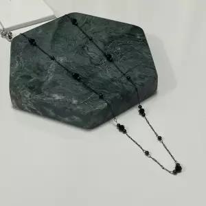 [다잇템]여자 큐빅 사슬 포인트 검정 써지컬스틸 목걸이 (41340129A)