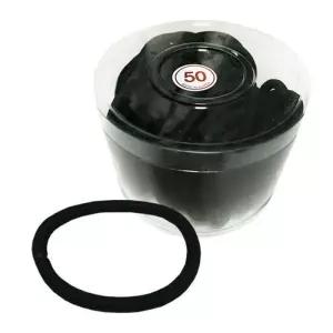 [(주)대통유통]매듭없는 통통검정고무줄 50P 코사지 헤어밴드 (30490726A)