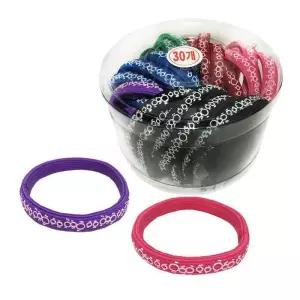 [(주)대통유통]체인문양 납작고무줄 30P 코사지 헤어밴드 (30490735A)