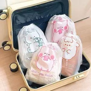 [콩심팥심]동물조리개파우치6p세트 트래블 여행용 캐리어 파우치 세트 정리백