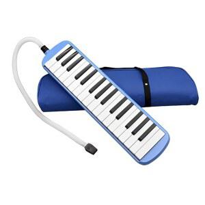 Melodica 32키 피아니카 휴대용 가방 포함 짧고 긴 마우스피스 초보자용 선물 블루