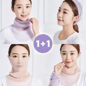 [콩심팥심]2개 글리터 멀티 스카프 메쉬 마스크 여름 헤어밴드 겸용 머프