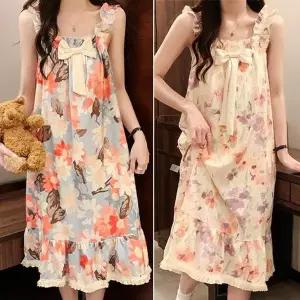 [콩심팥심]아트 골프가운 샤워가운 면잠옷 원피스 가슴패드내장형