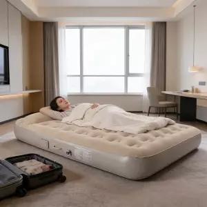 자동 공기 주입식 에어매트리스 싱글 더블 자충 캠핑용 경량 휴대용 헤드레스트 포함 야외 차박 매트리스