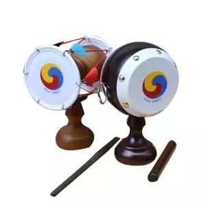 설장구 악기 장구 평평한 무용 9cm 여행 무용용 목재 장식 장 둥근북