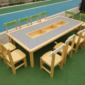 블록 놀이방 책상 원목 테이블 대형 용 다기능 활동 가구 세트
