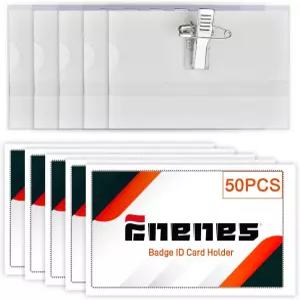 에네스 핀 스타일 콤비 클립 가로 이름 배지 홀더 50PCS ID 카드 인서트 장착 크기 3.38 x 2 인치 (50PCS)