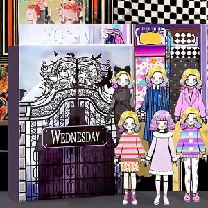 웬즈데이 캐릭터 인형 DIY 옷입히기 어린이 놀이 코디 마그네틱 데코 유아 선물