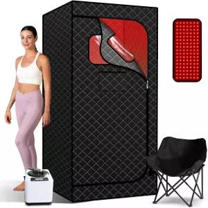 TaTalife 가정용 휴대용 레드라이트 스팀 사우나 660nm 테라피 램프 및 3.0L 1300W 스티머 포함 풀 사이즈