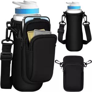 서클쿨 22온스용 파우치가 있는 토키 물병 슬리브 - 크로스바디 어깨끈 분리형 휴대폰 지갑과 병 커버 홀더