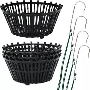 데스퀴글 10인치 너비의 대형 블랙 스트롱 플라스틱 난초 바구니 4개 세트 난초용 행거 스태그혼 펀 외부용